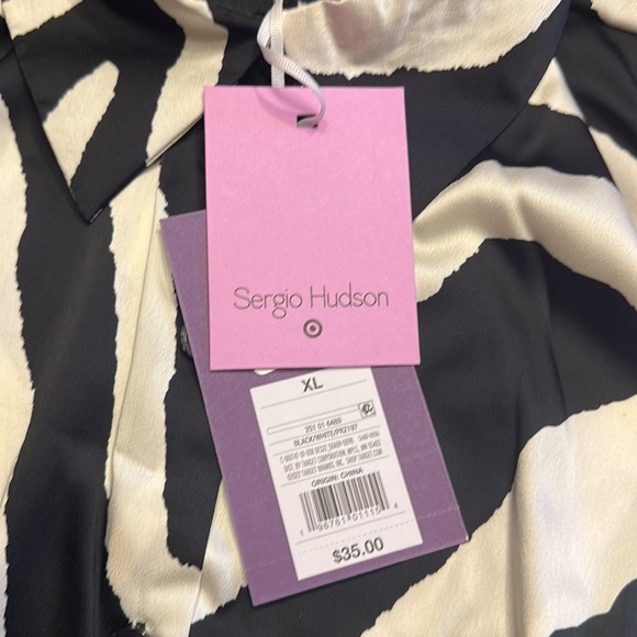 Zebra Print - Black & Ivory long sleeve tailored blouse -Sergio Hudson XXS & XL - Picture 14 of 14